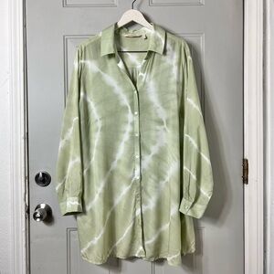 Soft Surroundings Oversized Casual Tie Dye Green Lightweight Blouse Top size 2X